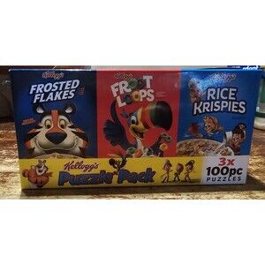 Kellogg's Cereal Puzzle Collectible 2021 Pack 3 X 100 PC -New Free Shipping